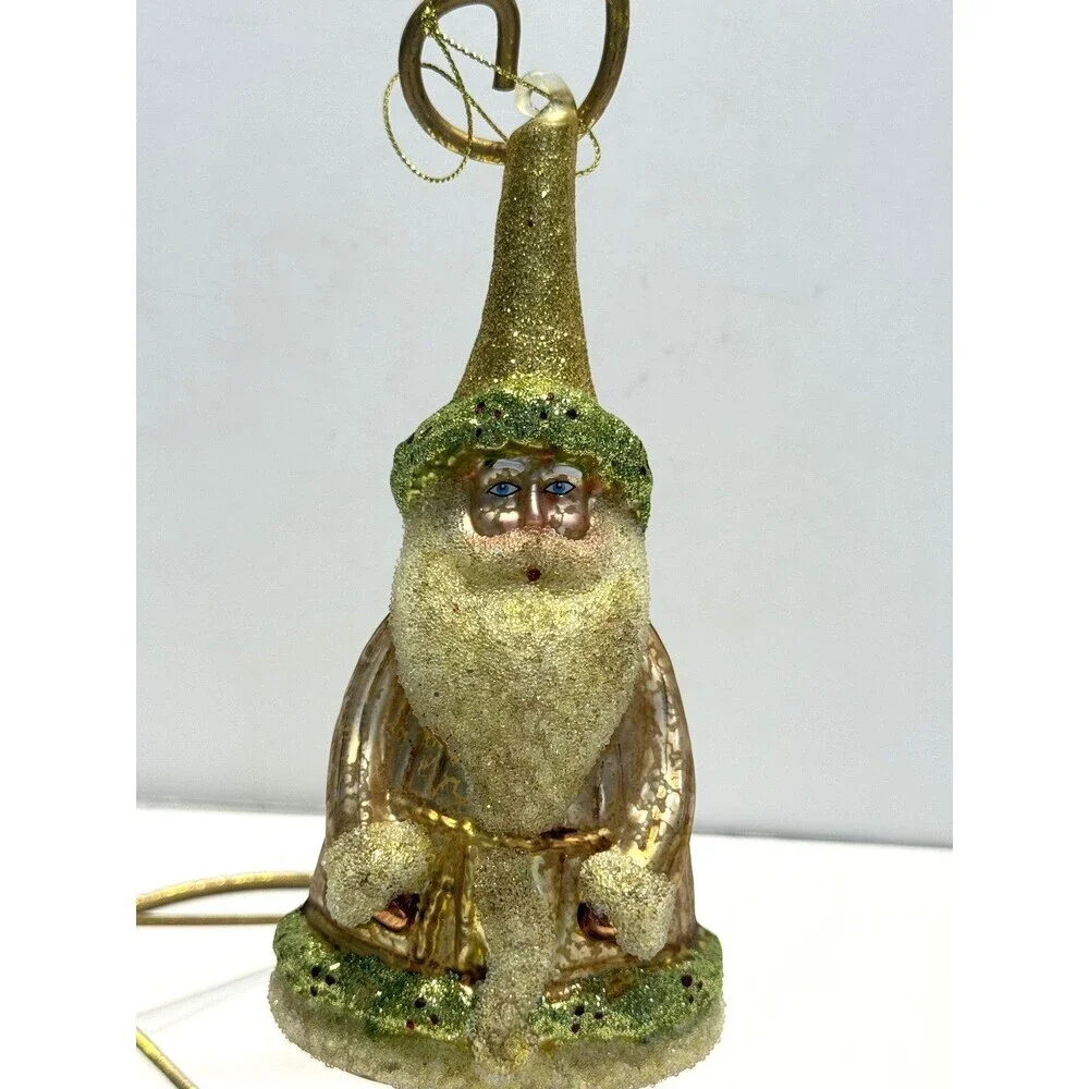 Vintage Melrose International Glass Santa Claus Christmas Ornament Glittered